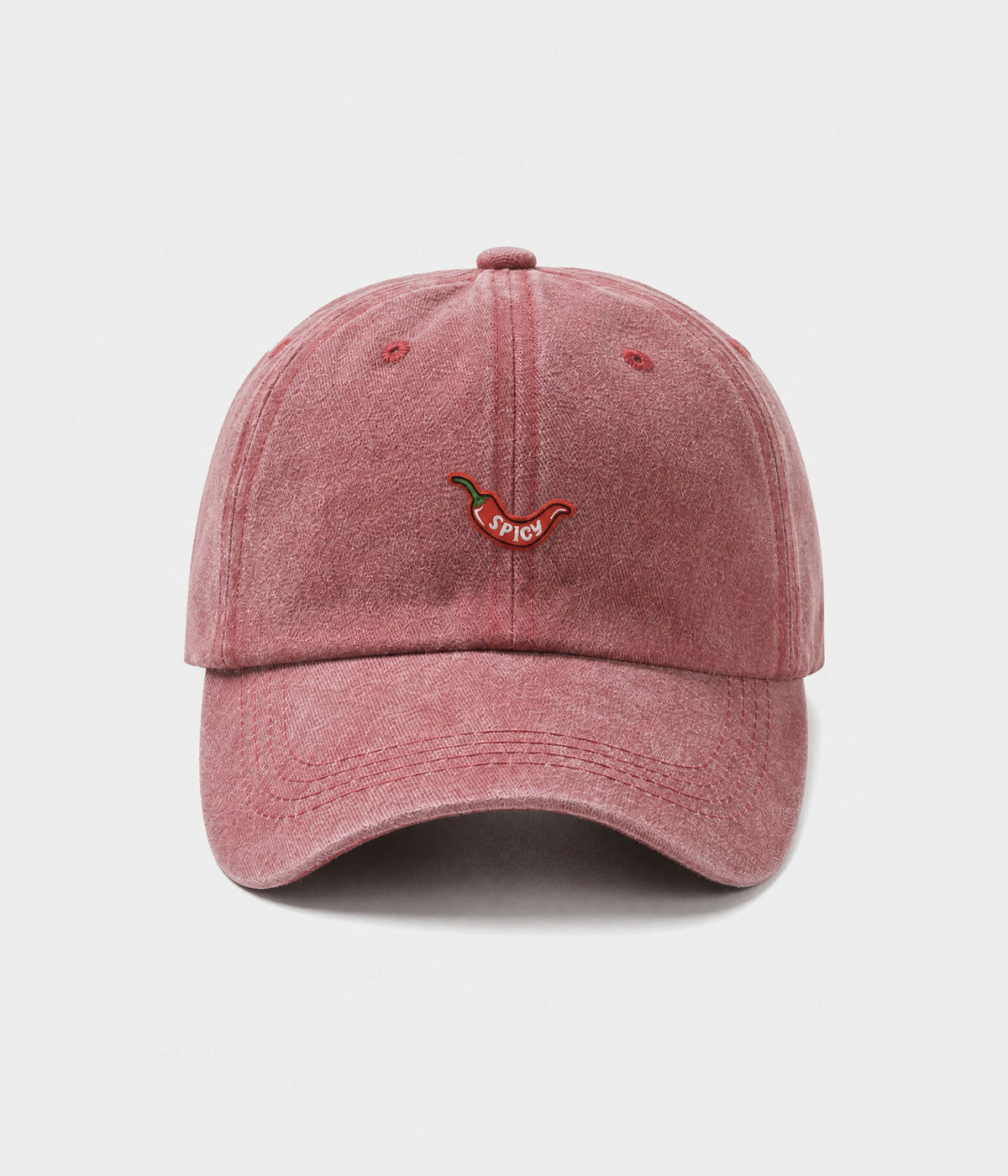SPICY. washed cotton dad cap in RED, front view