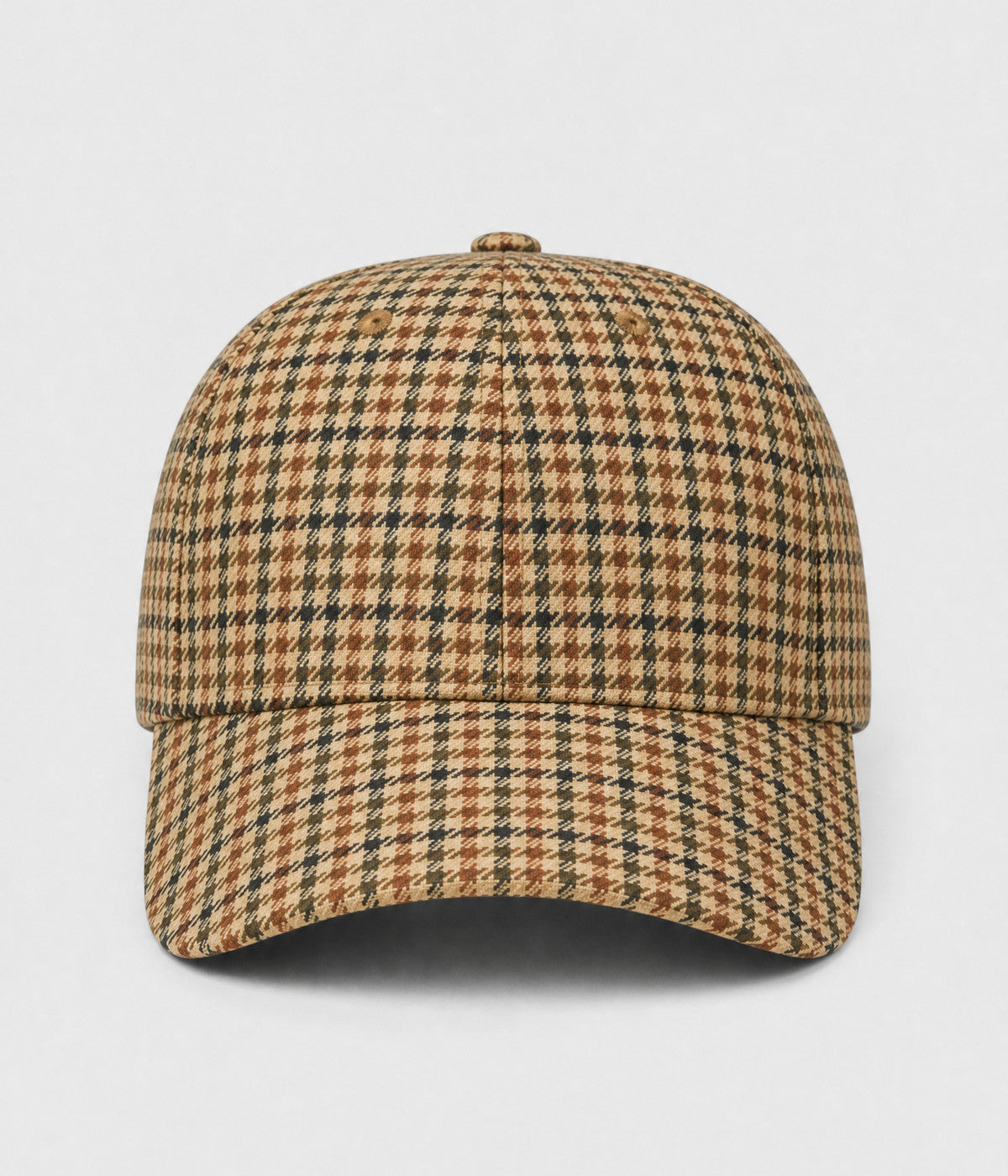 HOUNDSTOOTH. woven houndstooth check cap in khaki, front view