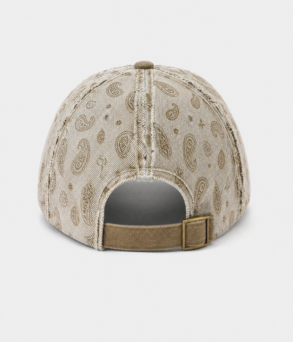 WASHED PAISLEY. washed denim paisley cap in KHAKI, back view