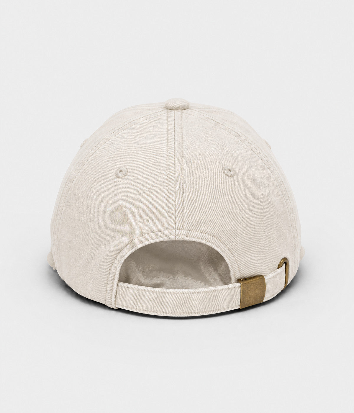 NEVER GIVE UP. washed distressed cotton dad cap in BEIGE, back view