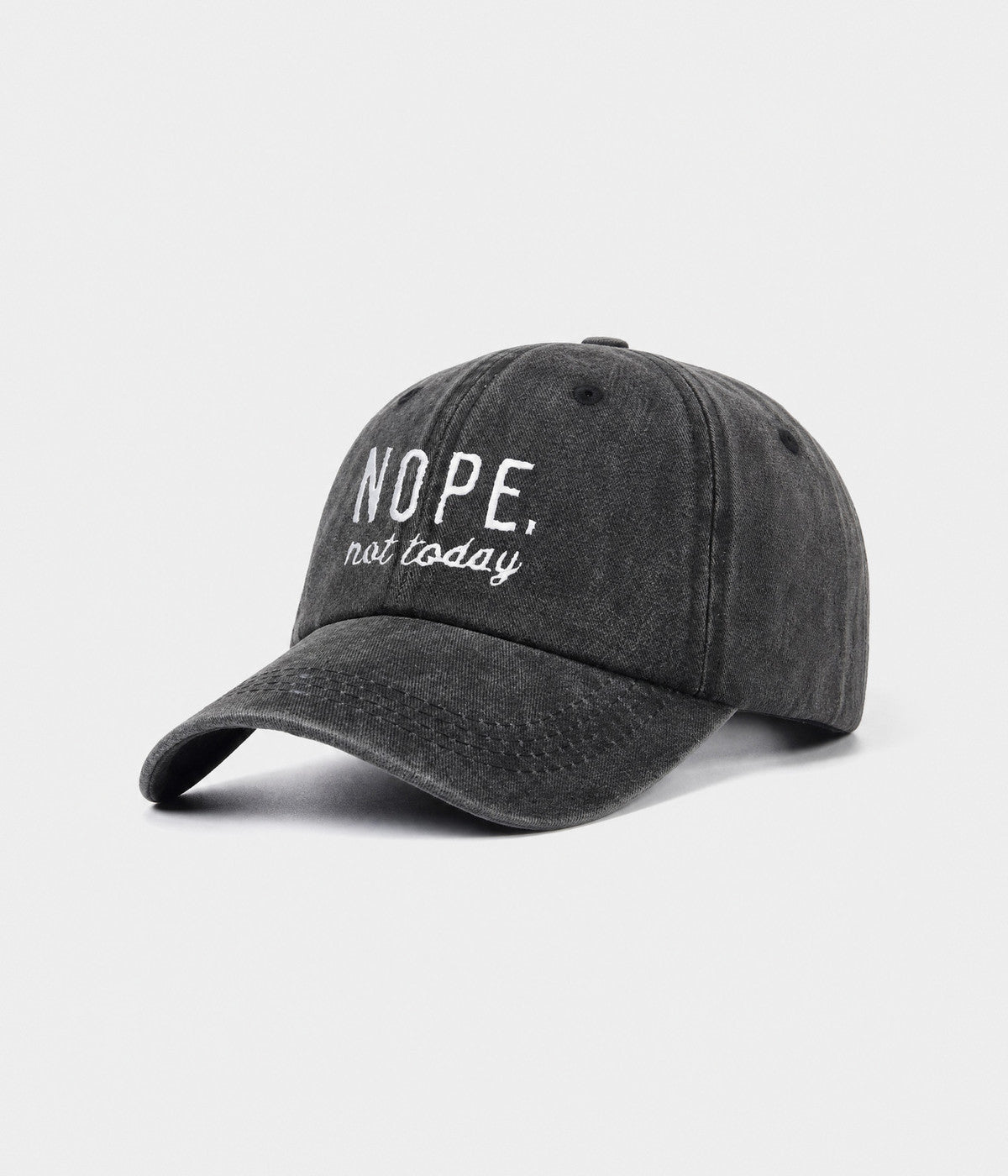 NOPE, NOT TODAY. washed cotton cap in BLACK, side view