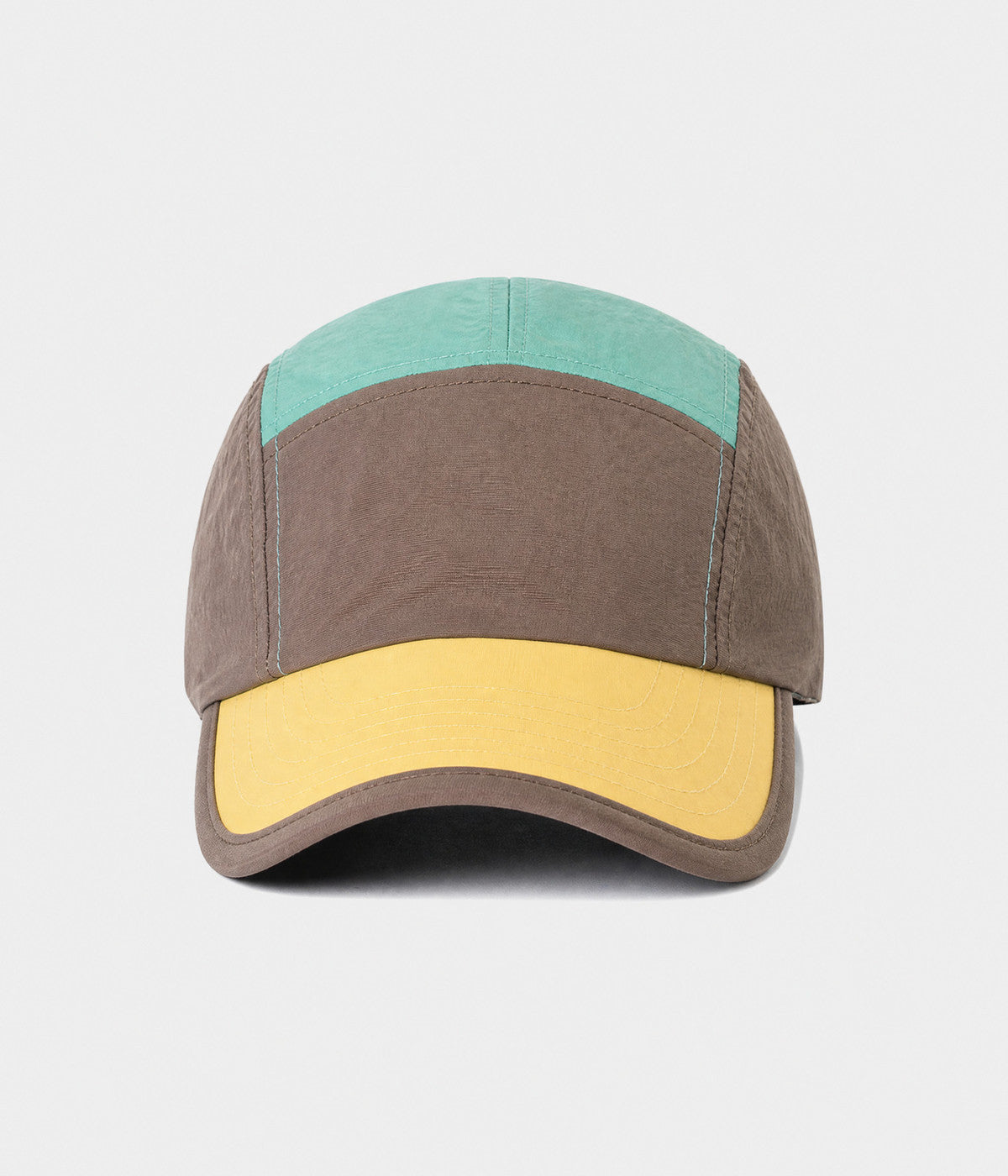 PATCHWORK CAMP. quick-dry patchwork cap in BROWN, front view