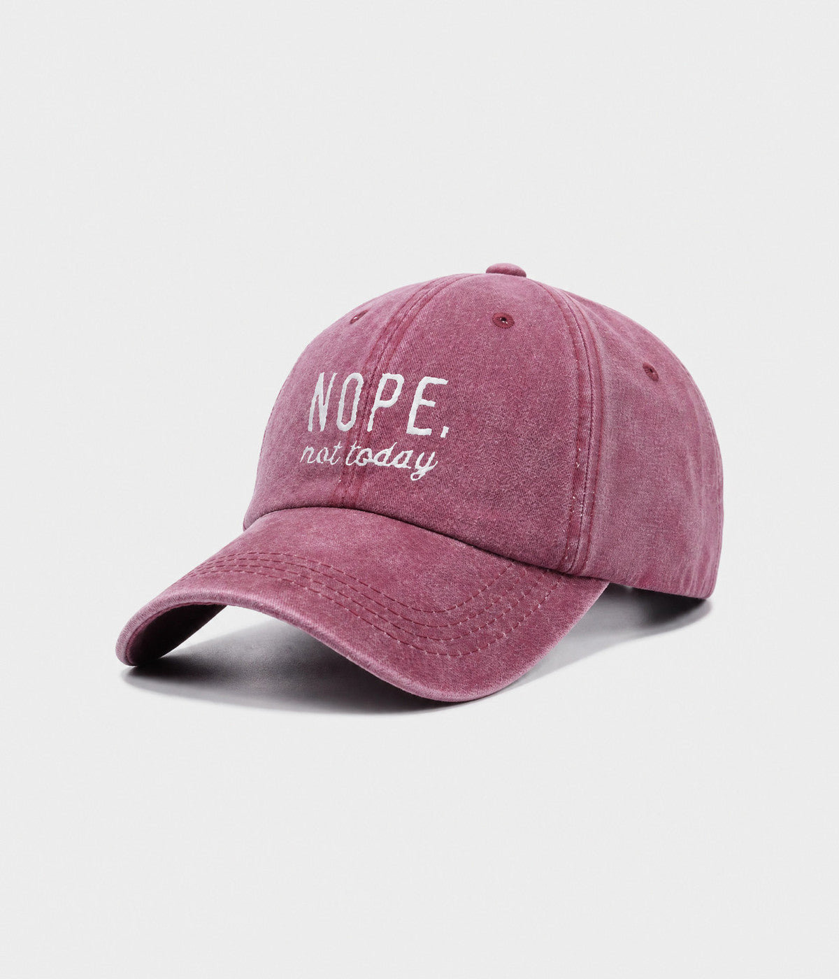 NOPE, NOT TODAY. washed cotton cap in BURGUNDY, side view