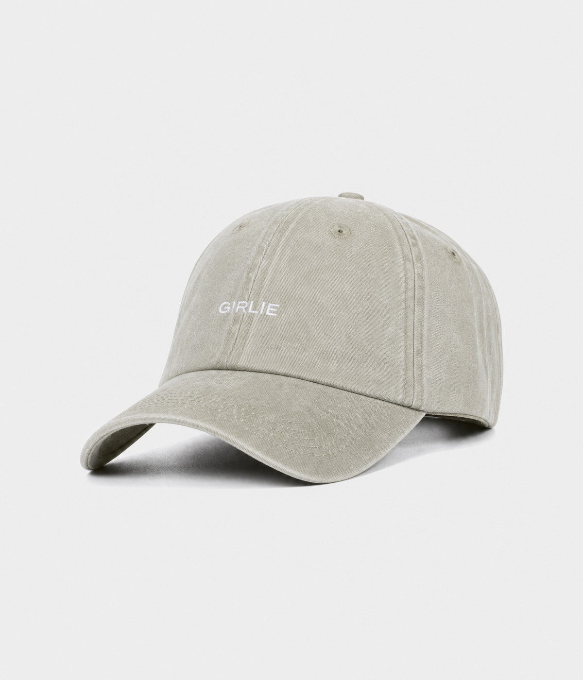 WASHED GIRLIE. washed cotton dad cap in GRAYISH SHEEN, side view