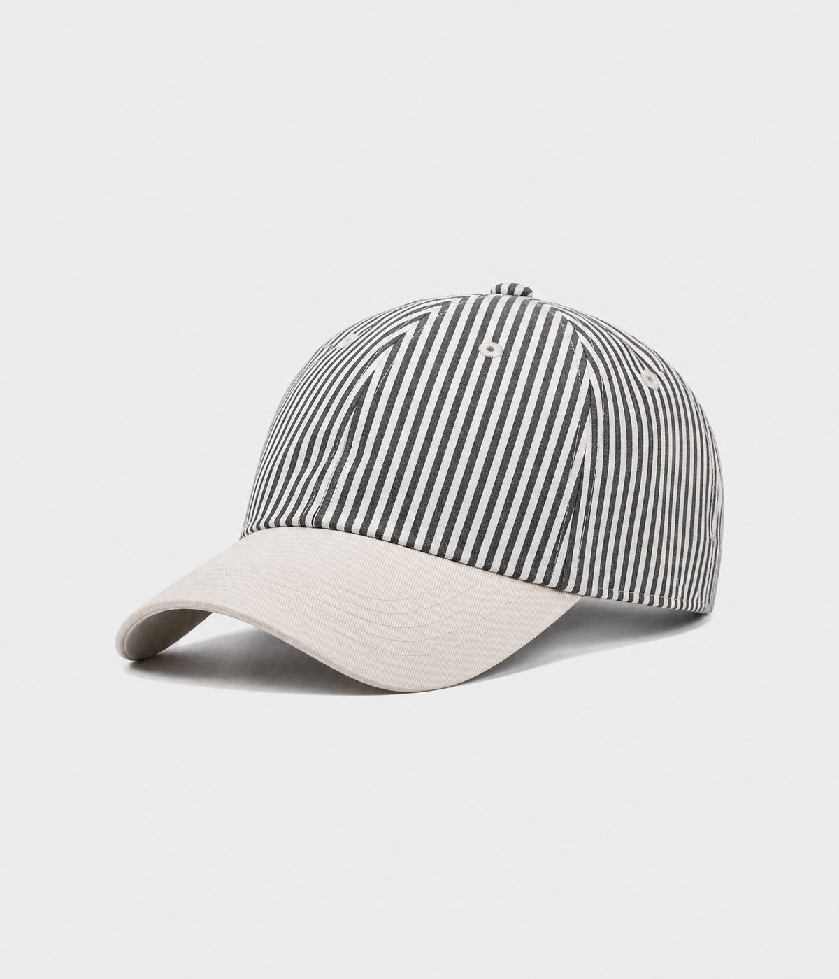 CANDY STRIPE. striped unstructured cap in BLACK, side view