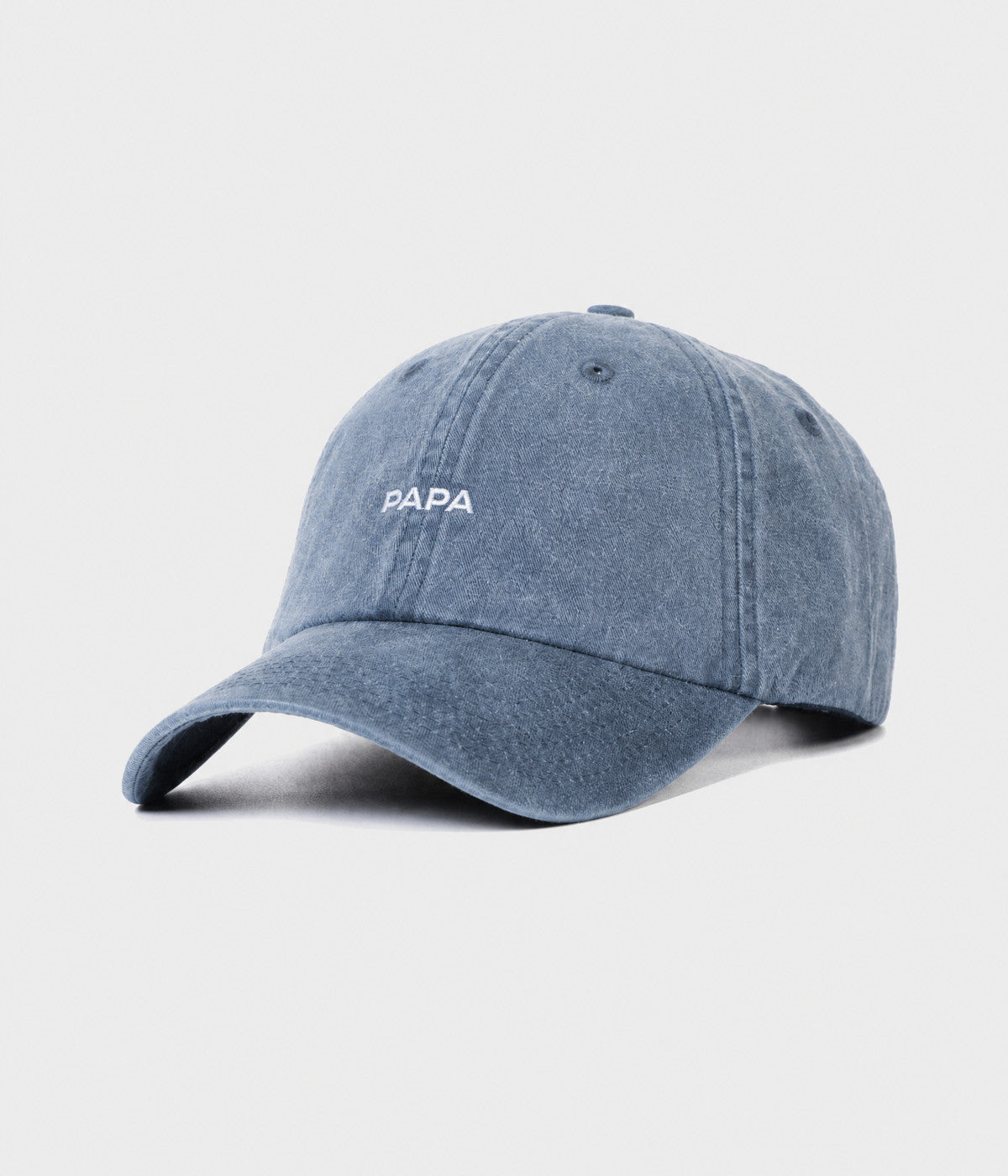 WASHED PAPA. washed cotton dad cap in NAVY, side view