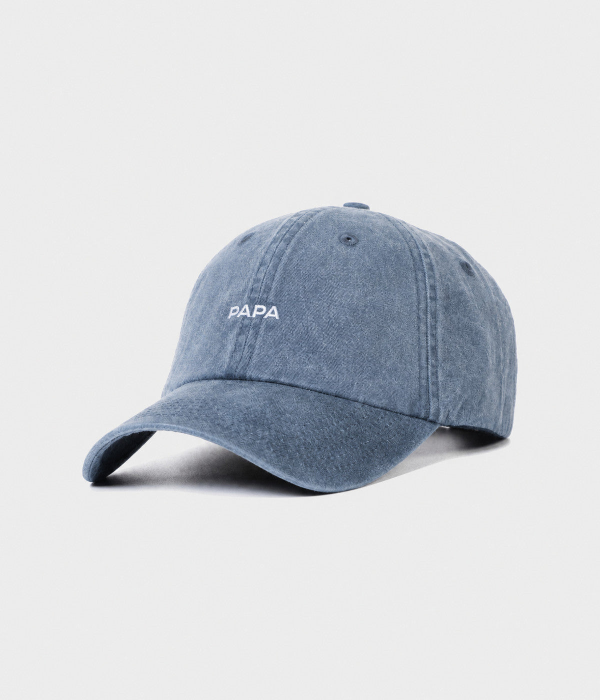 WASHED PAPA. washed cotton dad cap in NAVY, side view