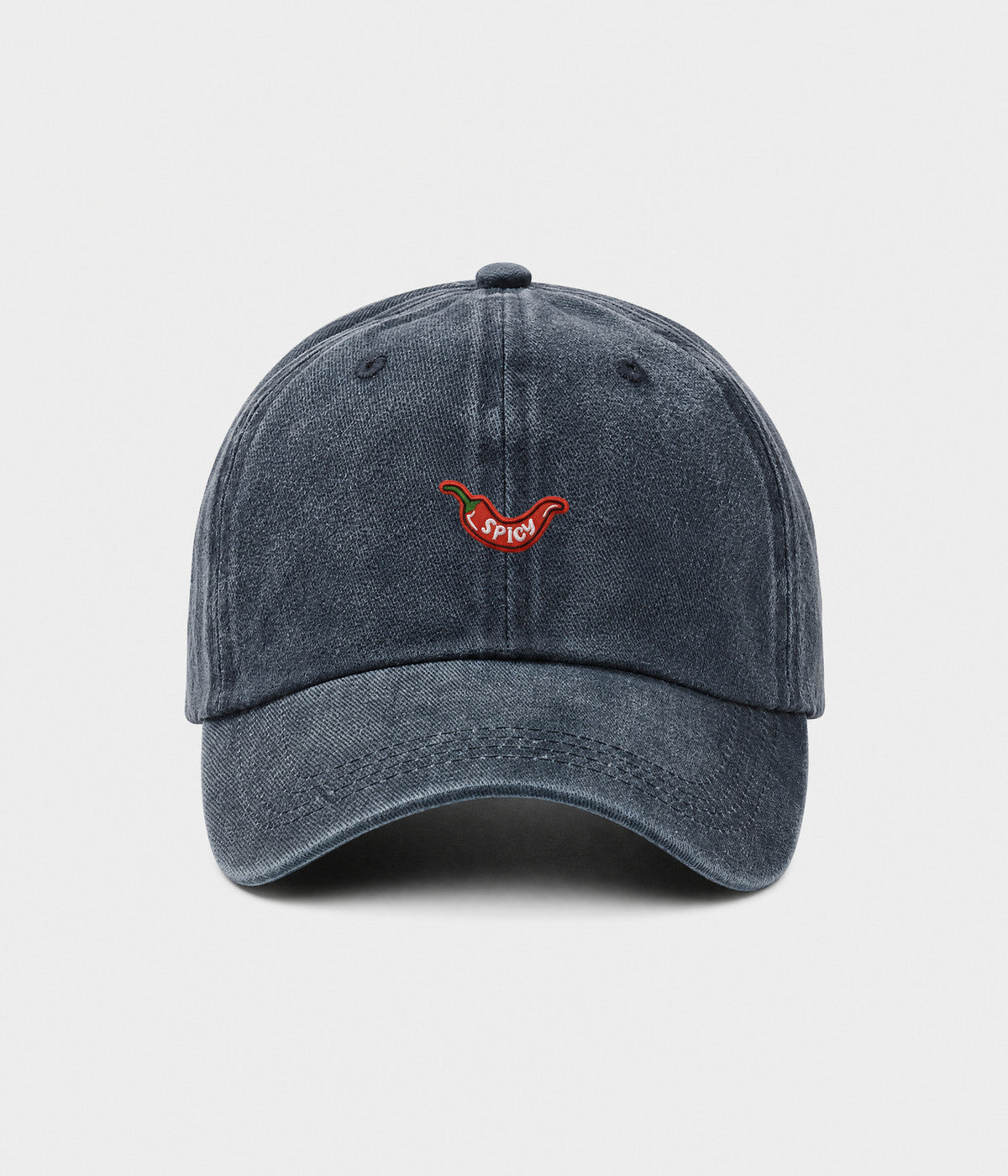 SPICY. washed cotton dad cap in NAVY, front view