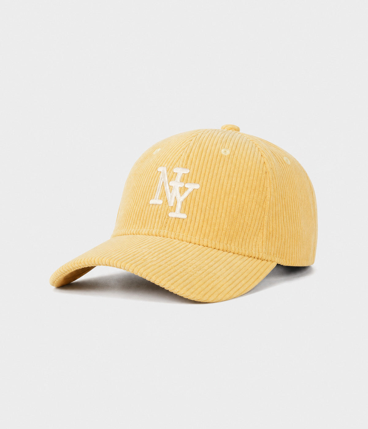 NY CORDUROY. corduroy cap in BUTTER YELLOW, side view