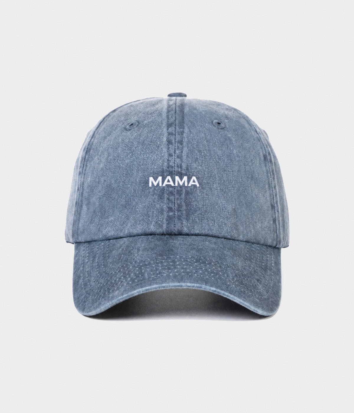WASHED MAMA. washed cotton dad cap in NAVY, front view