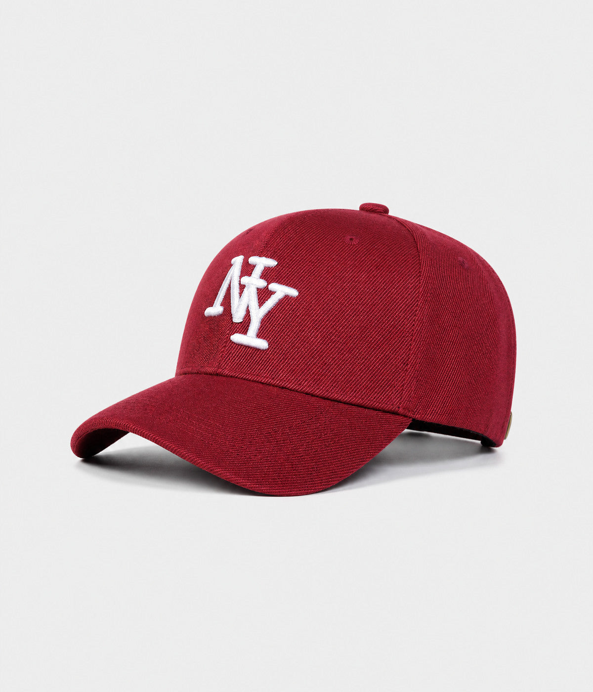 NY MONOGRAM. structured cotton cap in RED, side view