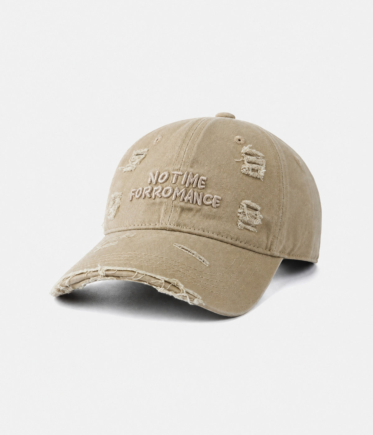 NO TIME FOR ROMANCE. washed cotton cap in KHAKI, side view