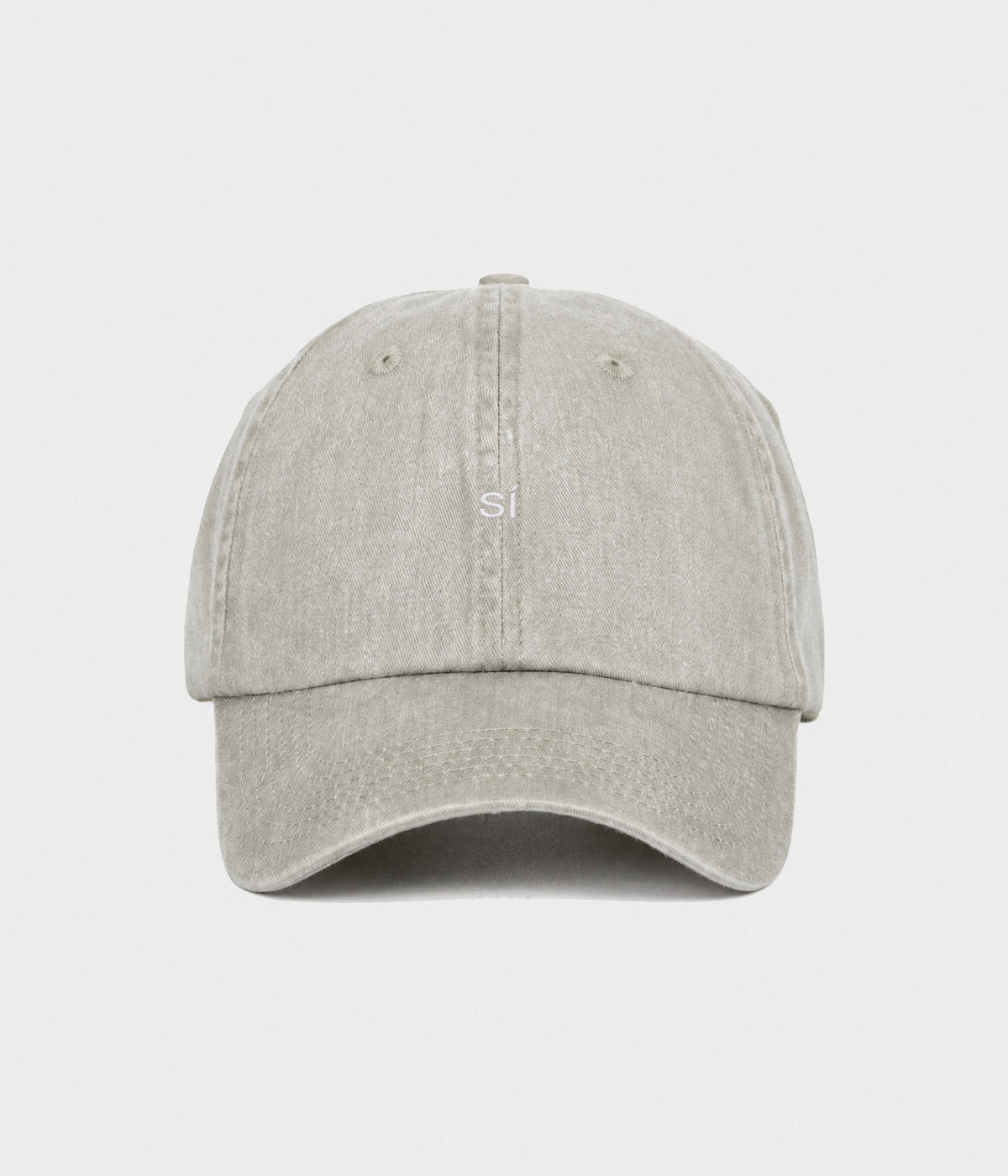 WASHED SÍ. washed cotton dad cap in GRAYISH SHEEN, front view
