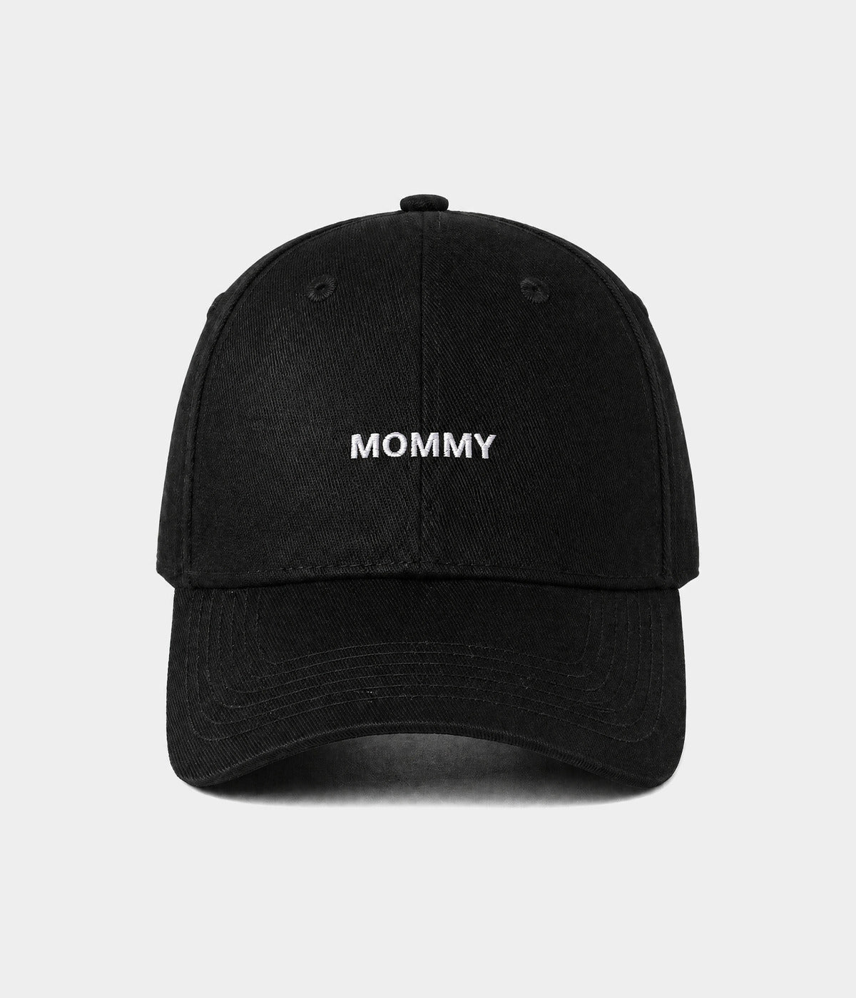 MOMMY. black structured cap front