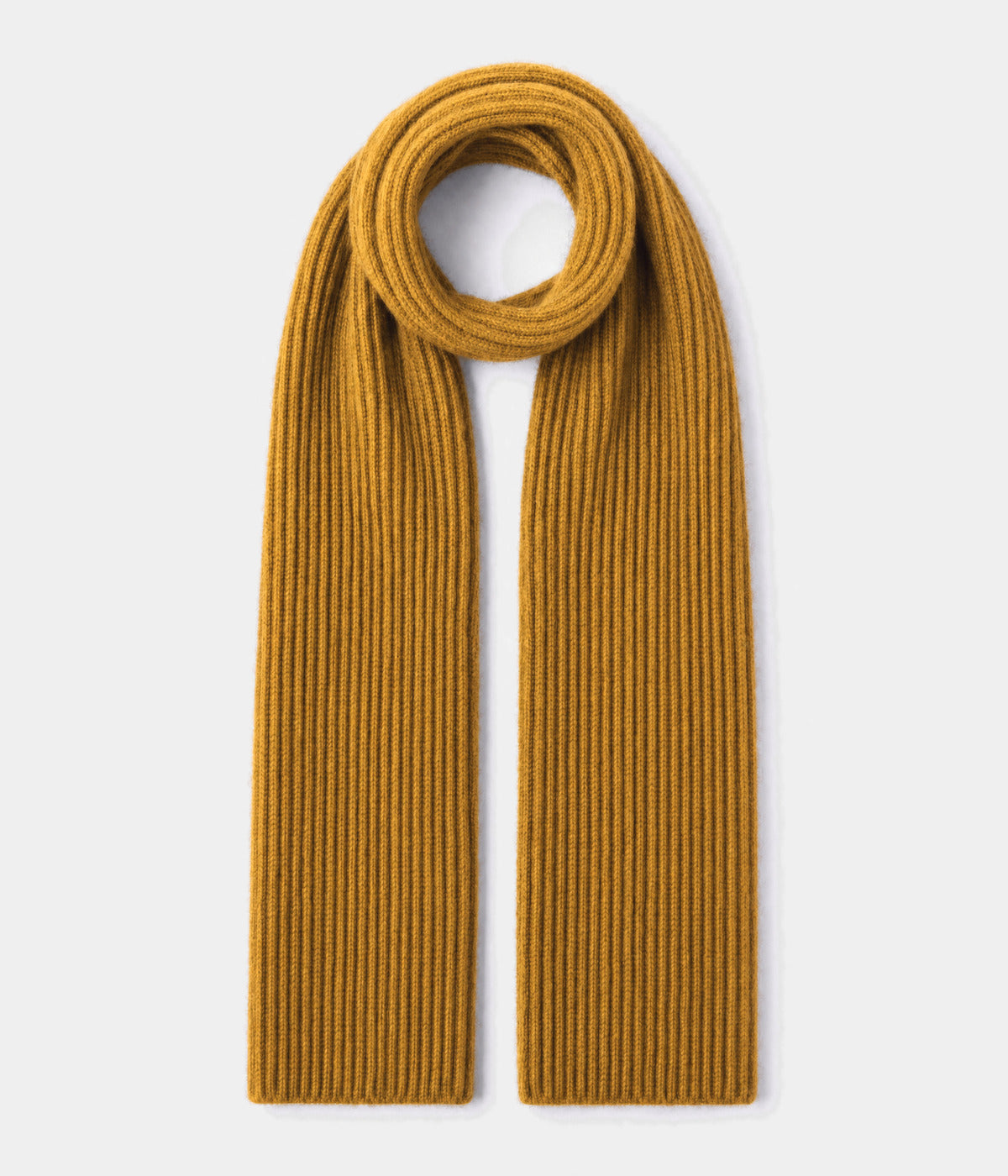 CLASSIC SCARF. knit scarf in YELLOW, front view