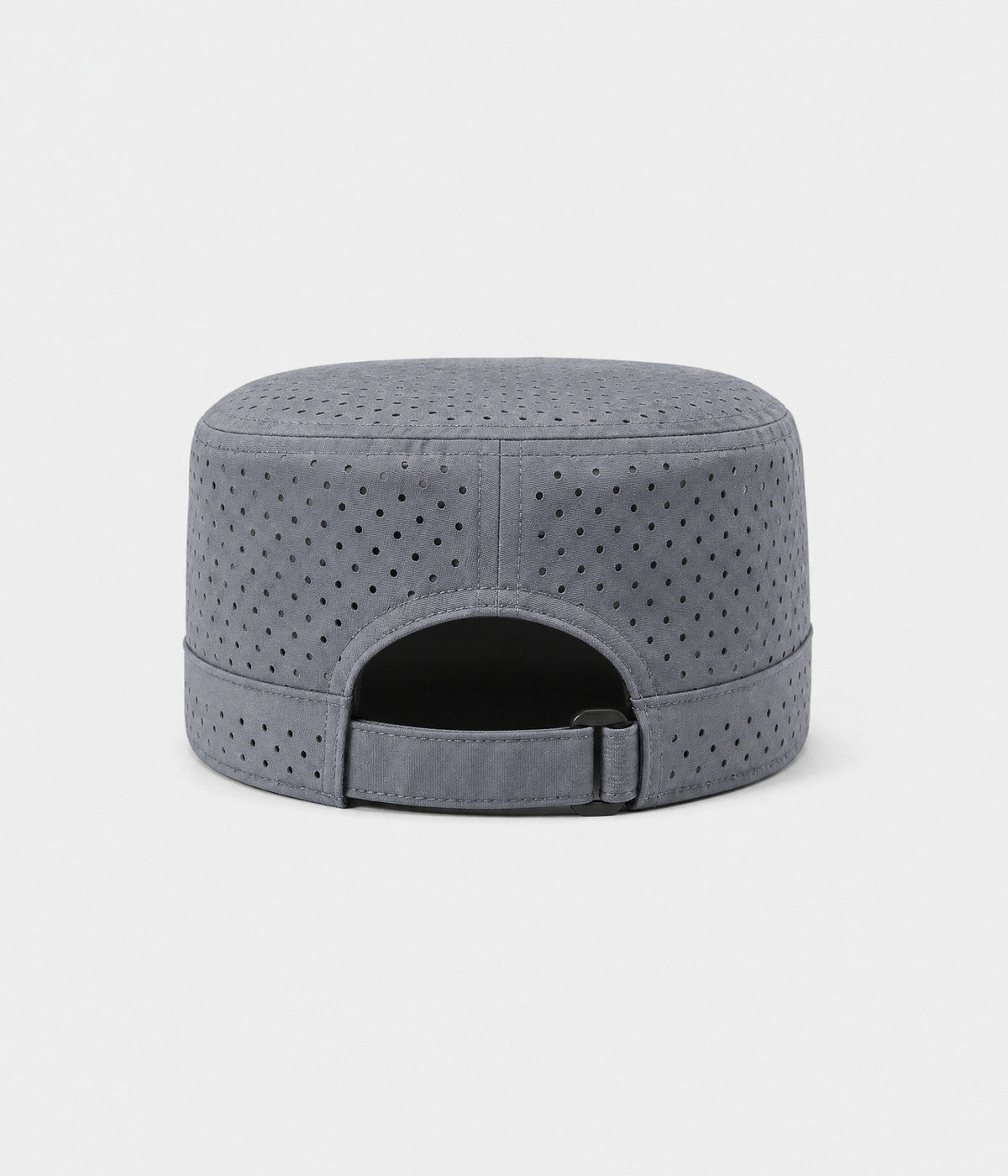 VENTED CADET. perforated cadet cap in grey, back view