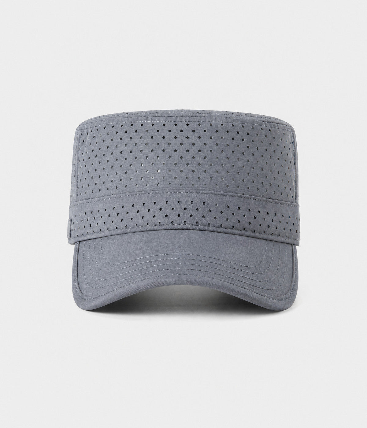 VENTED CADET. perforated cadet cap in grey, front view