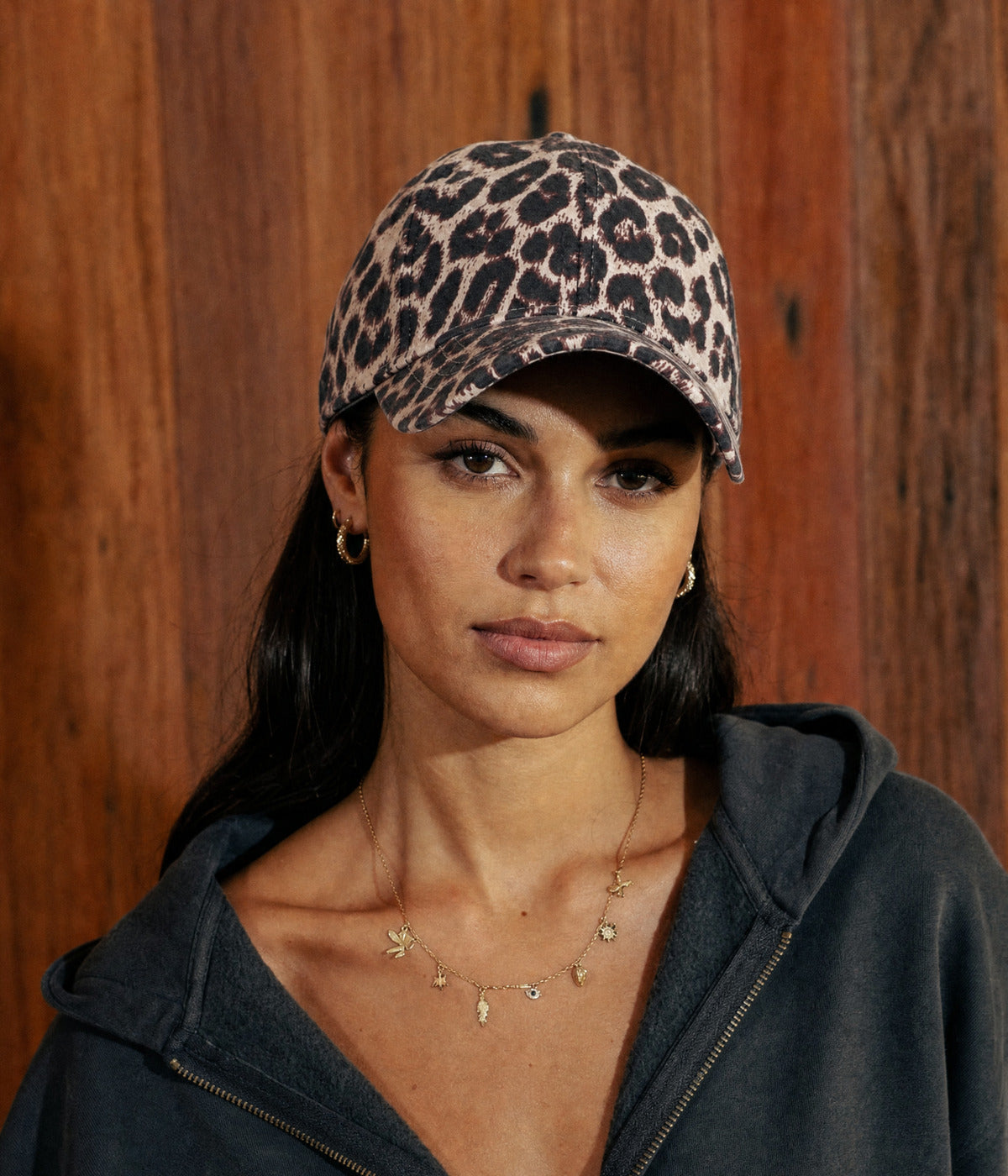 LEOPARD CAP. — BEIGE worn