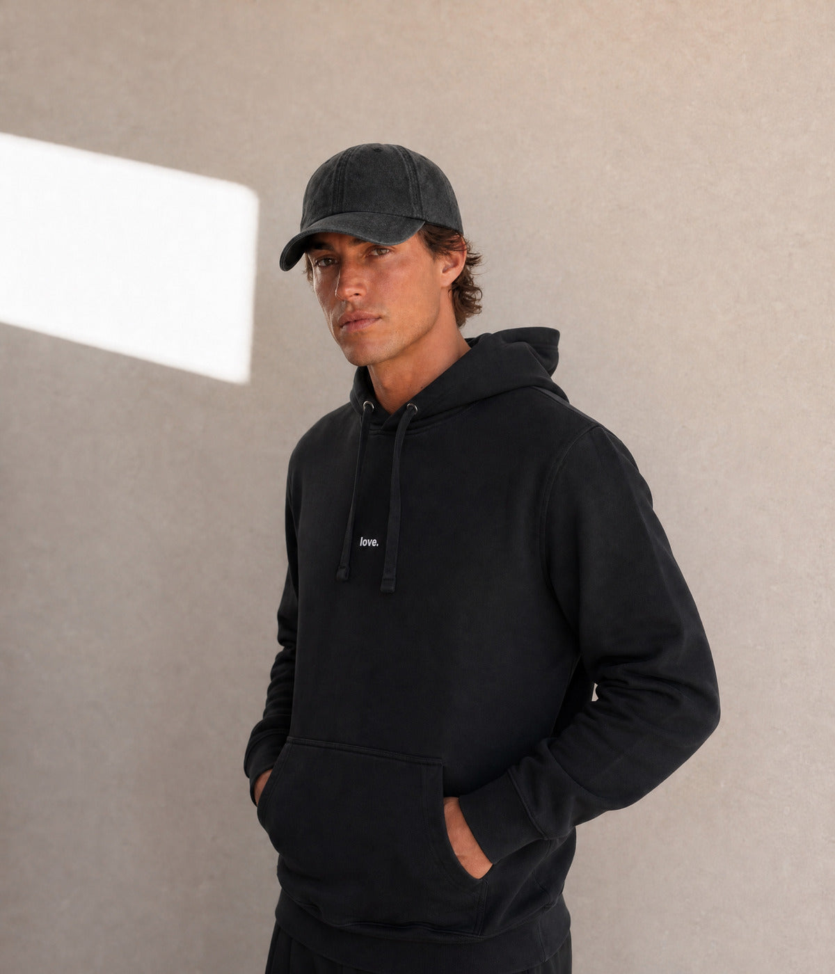 LOVE HOODIE. on model