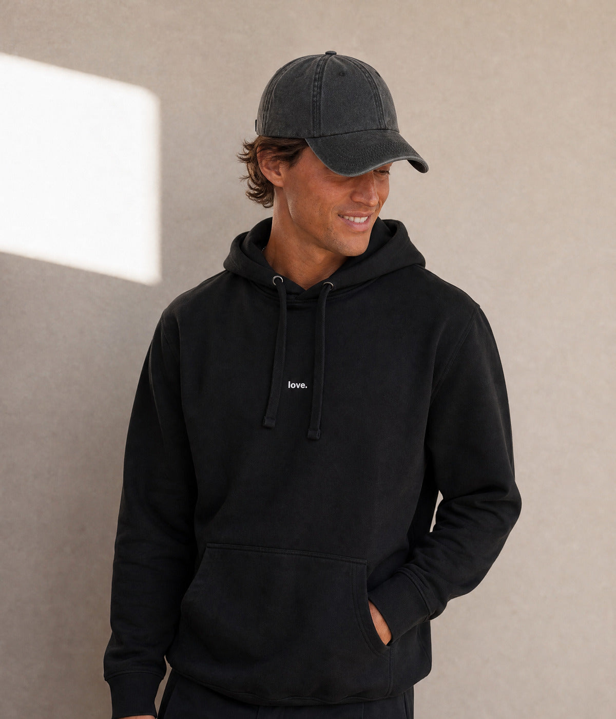 LOVE HOODIE. on model