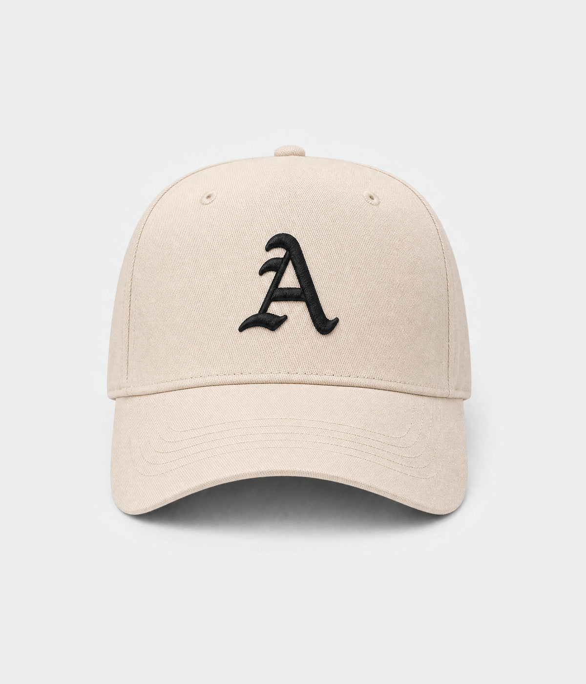 OLD ENGLISH A. cotton twill cap in beige, front view