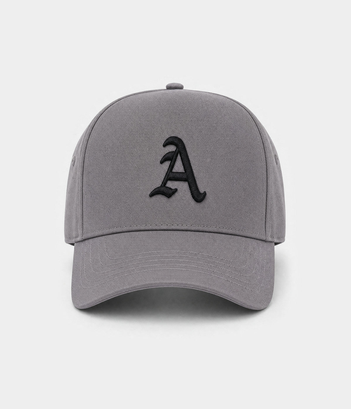 OLD ENGLISH A. cotton twill cap in gray, front view