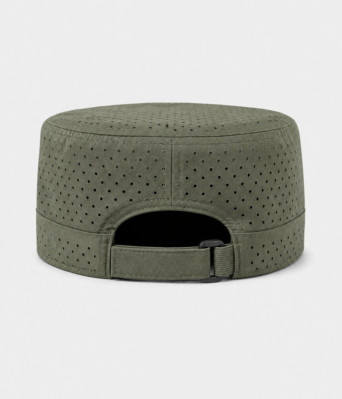 VENTED CADET. perforated cadet cap in olive, back view
