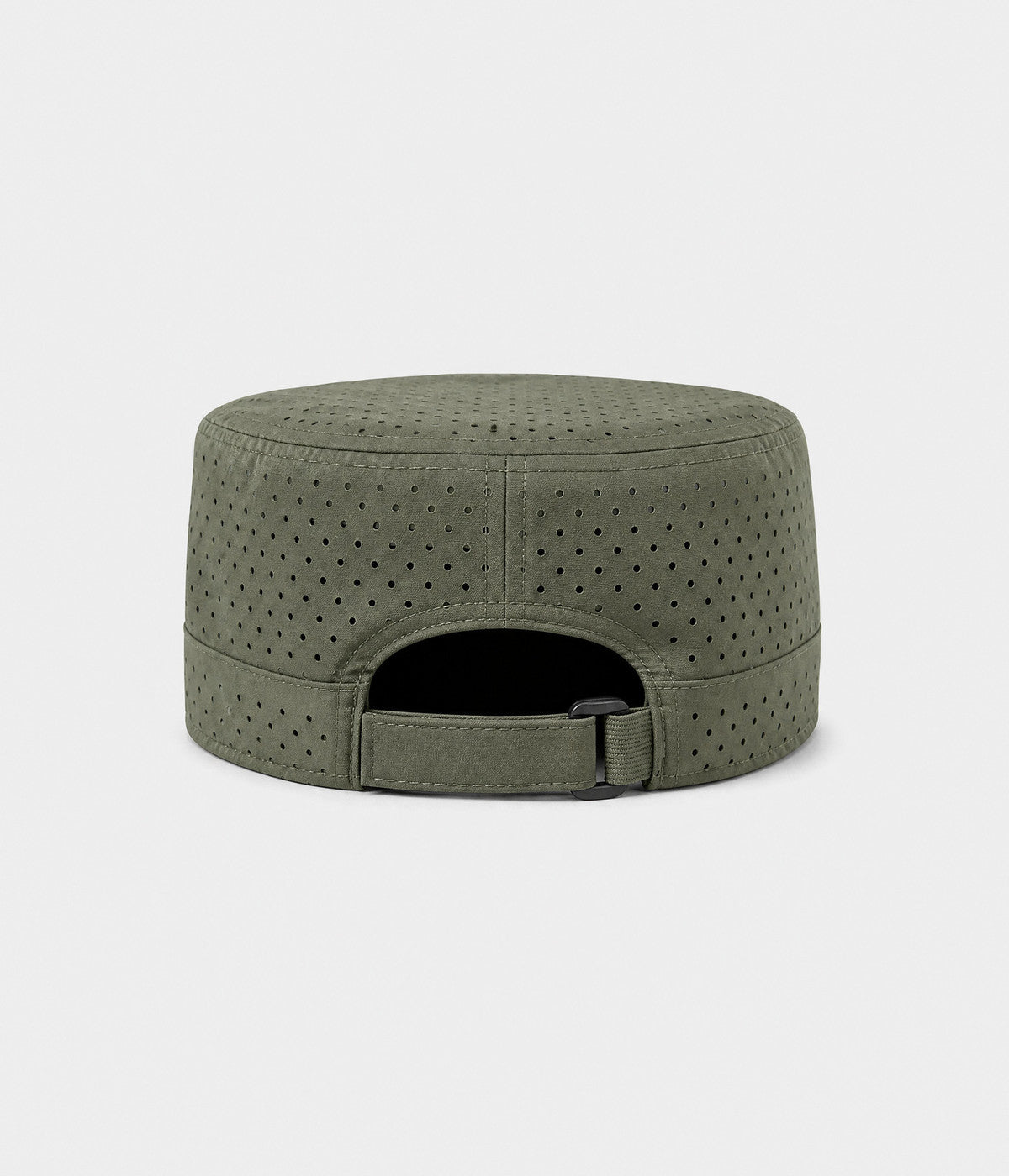 VENTED CADET. perforated cadet cap in olive, back view