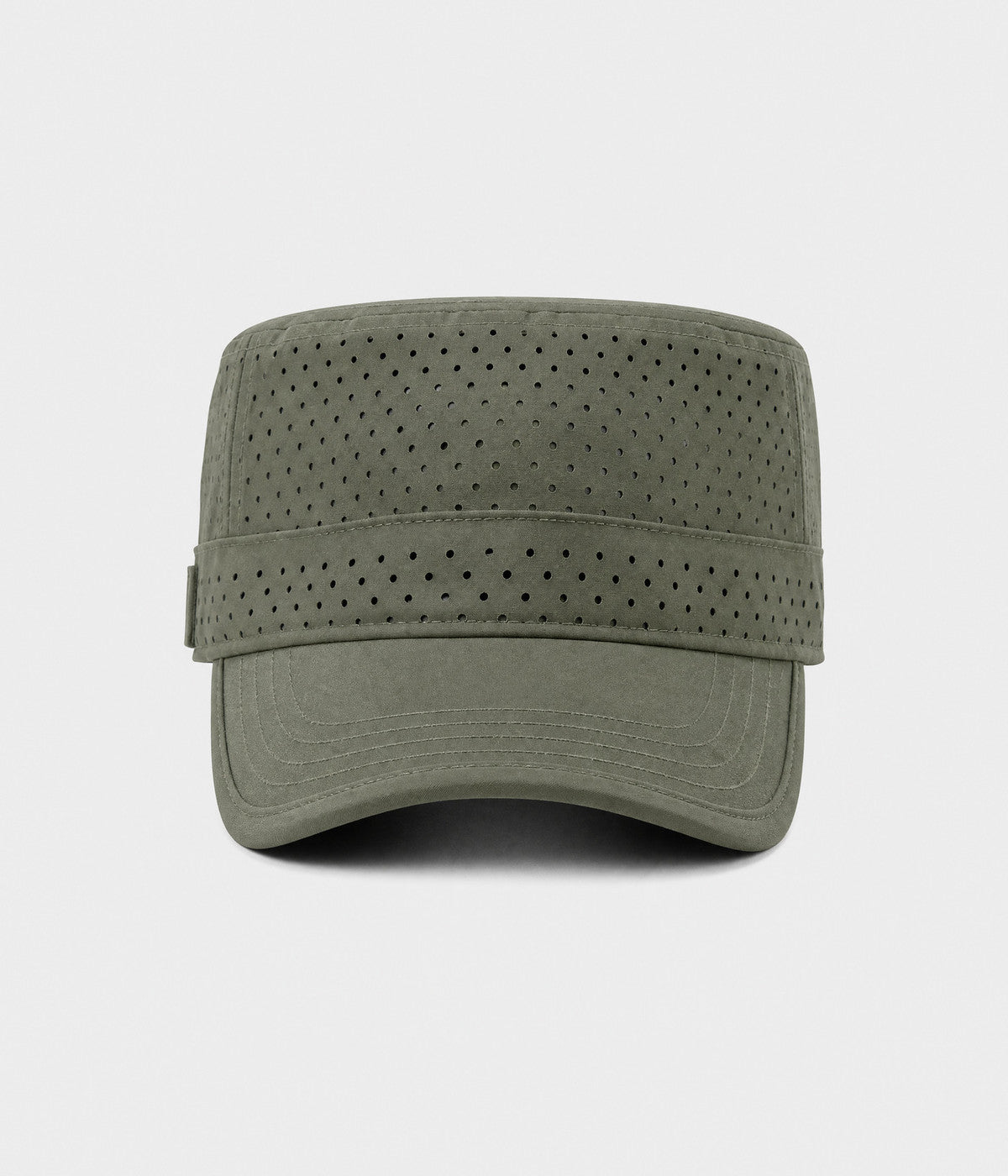 VENTED CADET. perforated cadet cap in olive, front view