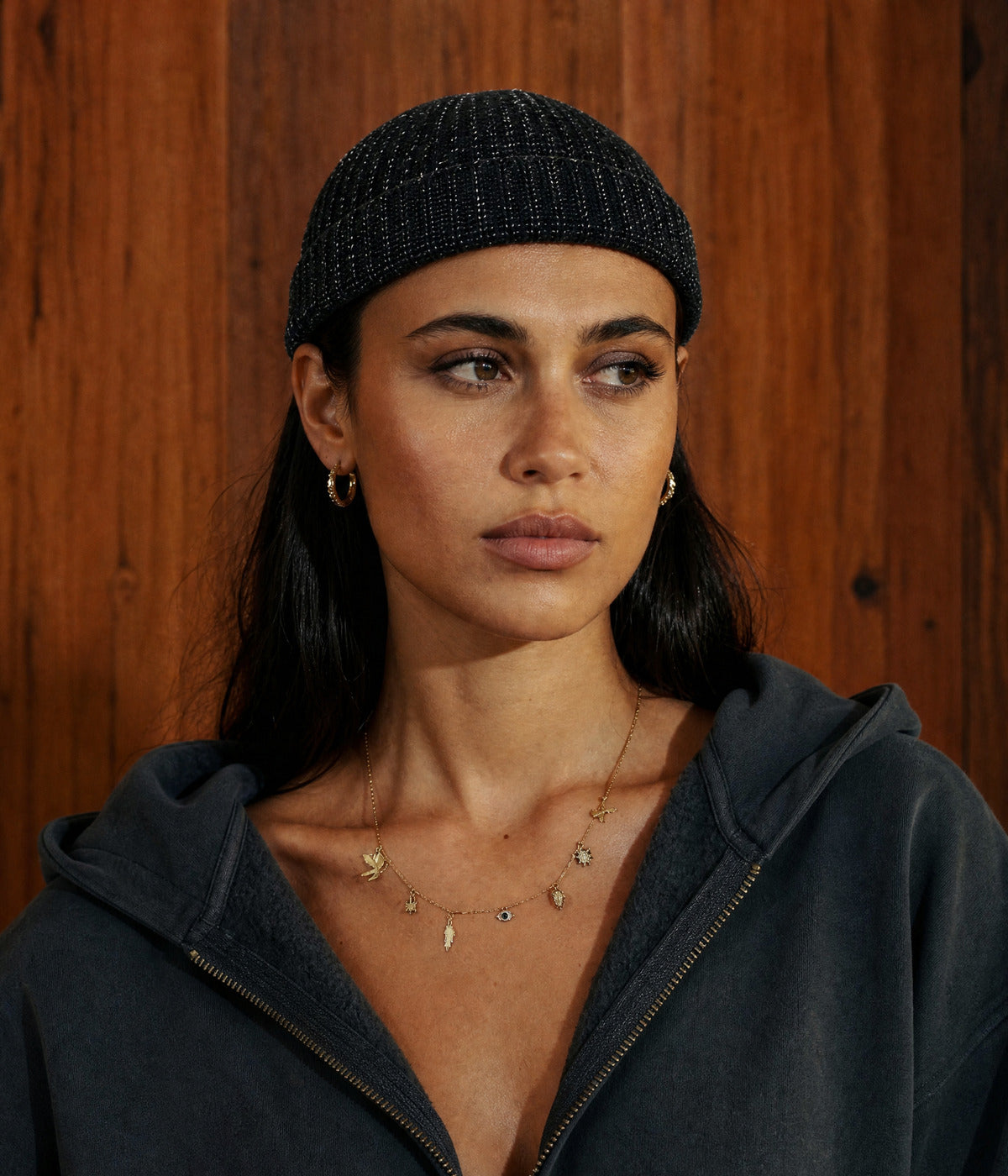REFLECTIVE BEANIE. — BLACK worn