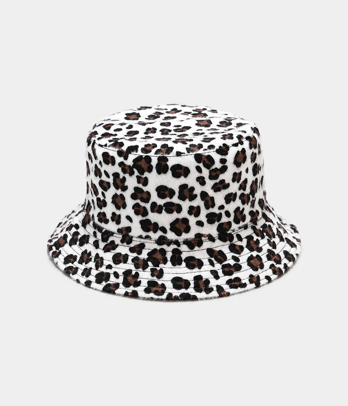 VELVET LEOPARD BUCKET. bucket hat in WHITE, front view