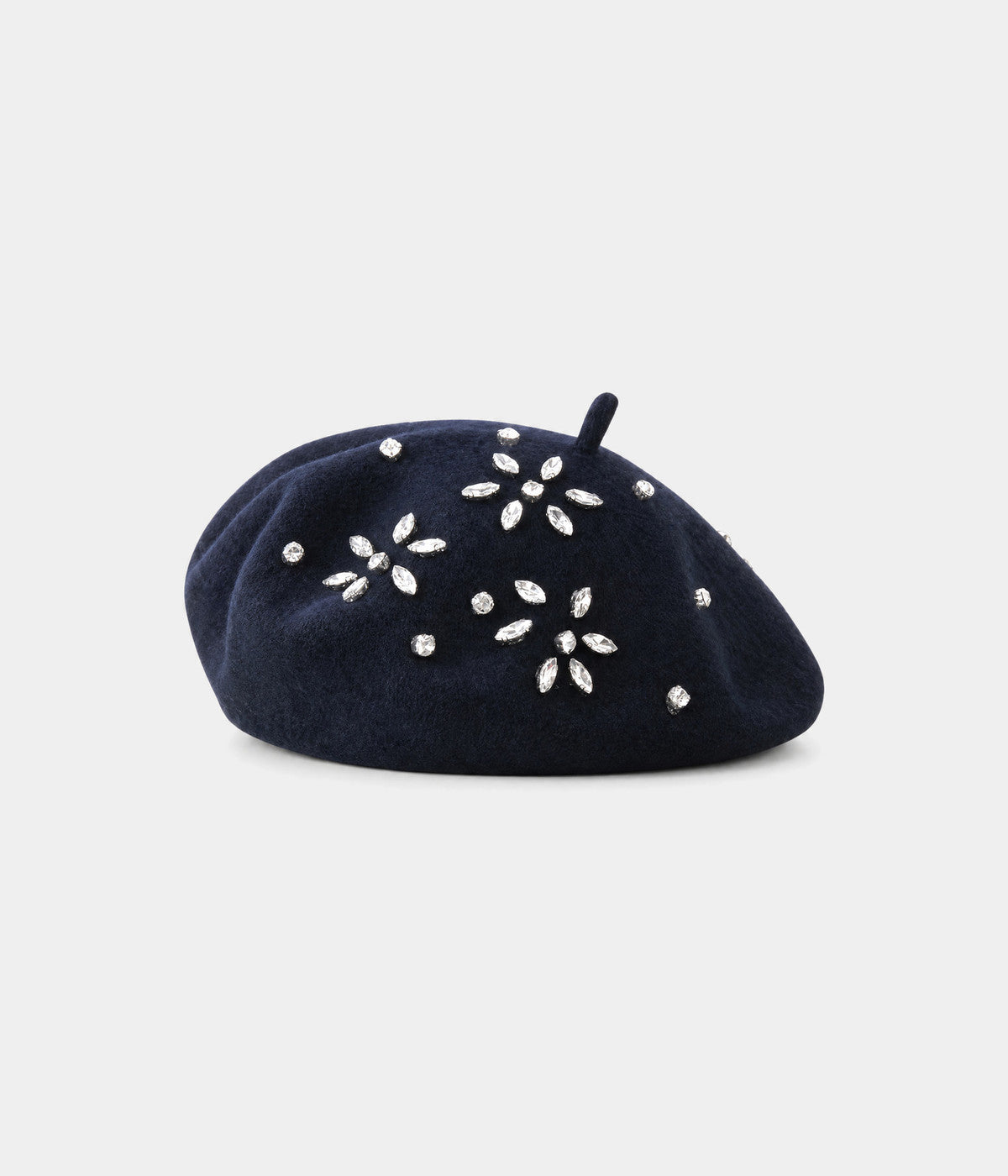 RHINESTONE BERET. beret in NAVY, front view