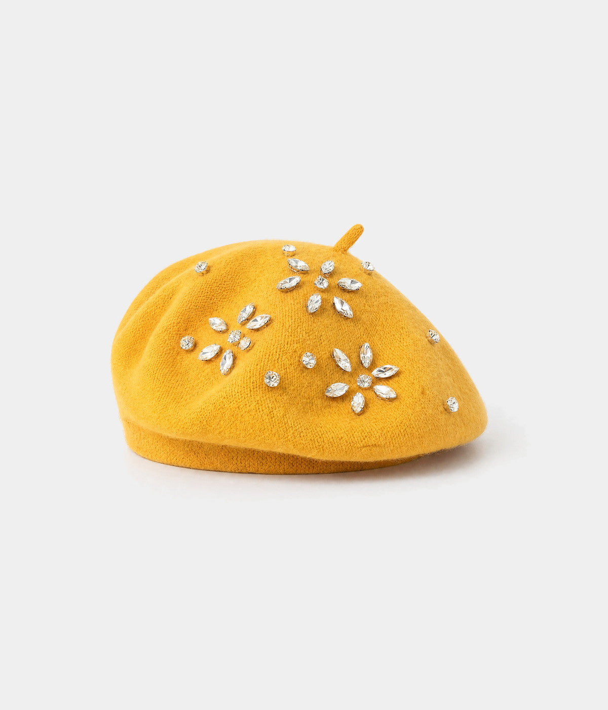 RHINESTONE BERET. beret in YELLOW, front view