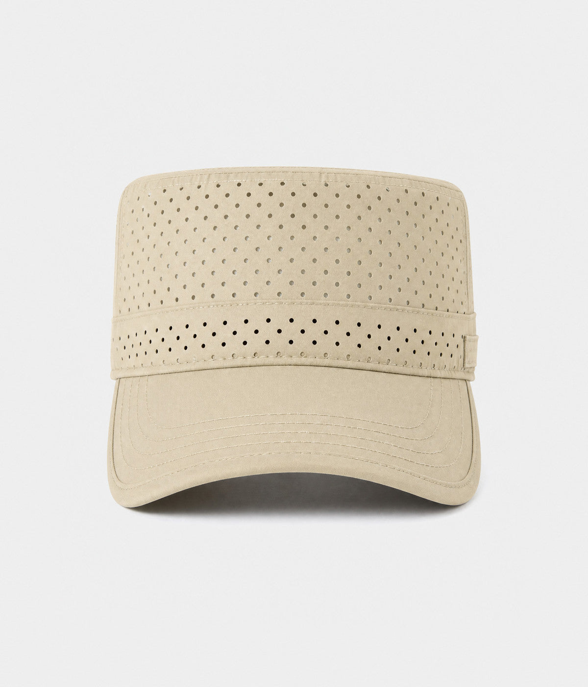 VENTED CADET. perforated cadet cap in sand, front view