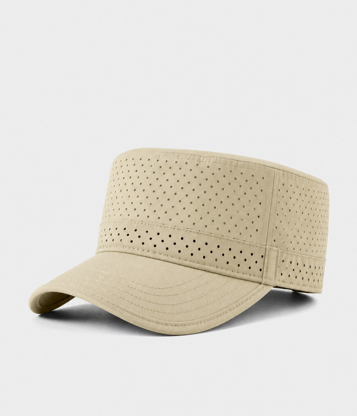 VENTED CADET. perforated cadet cap in sand, side view