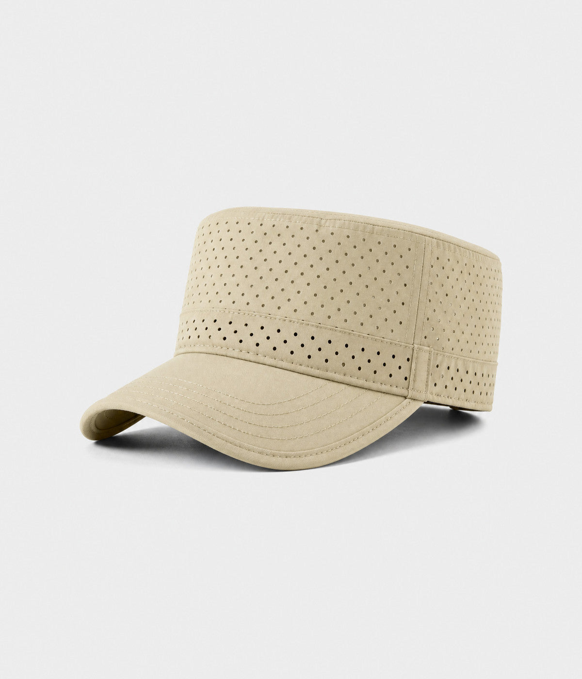 VENTED CADET. perforated cadet cap in sand, side view