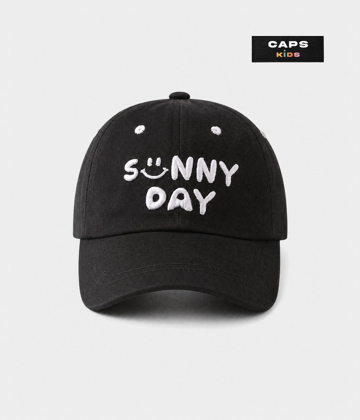 SUNNY DAY. cotton cap in black, front view