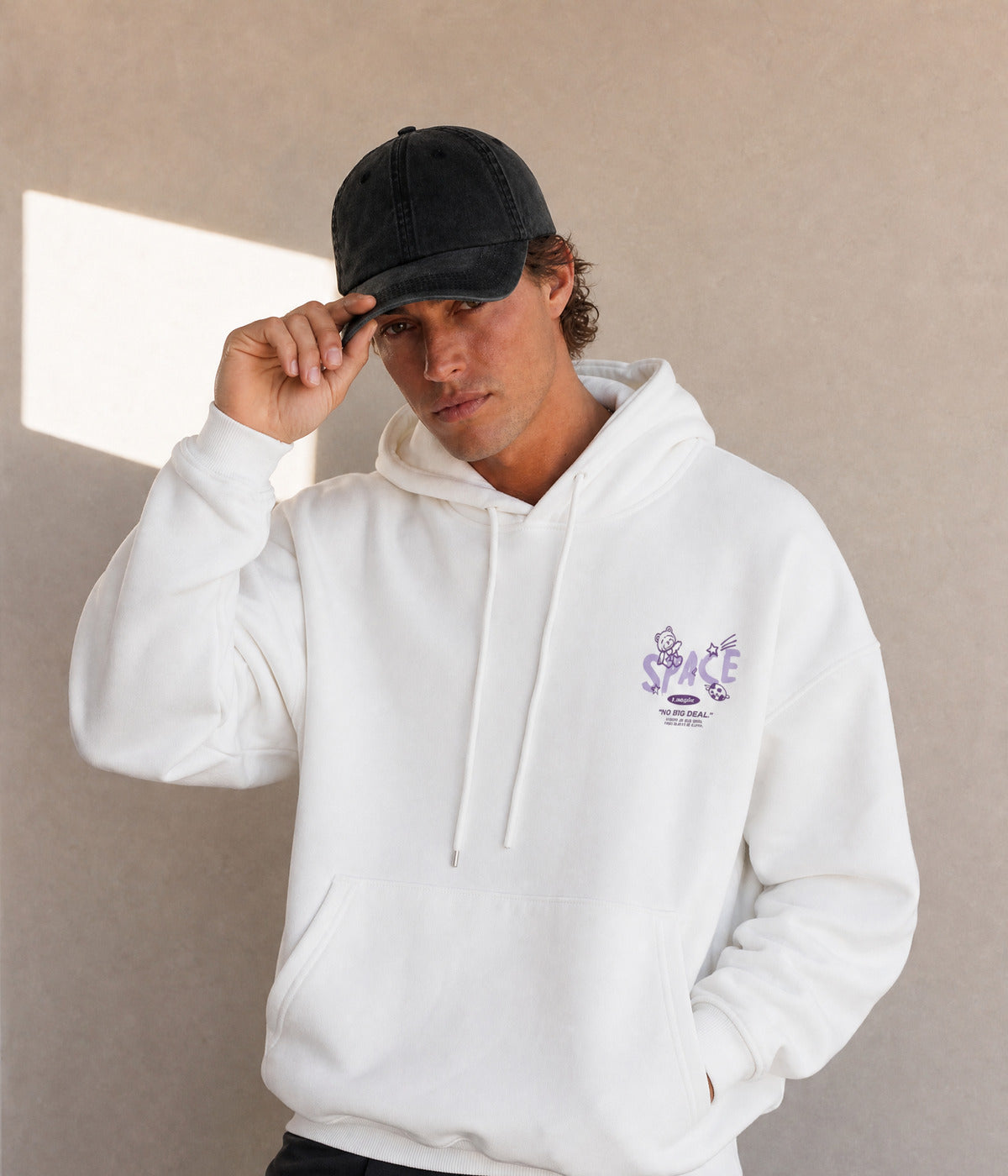 SPACE HOODIE. on model