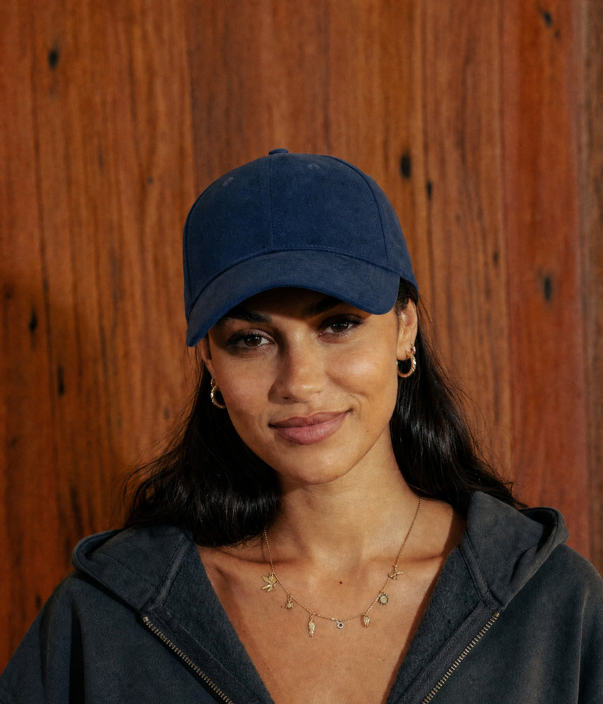 SUEDE CAP. — NAVY worn