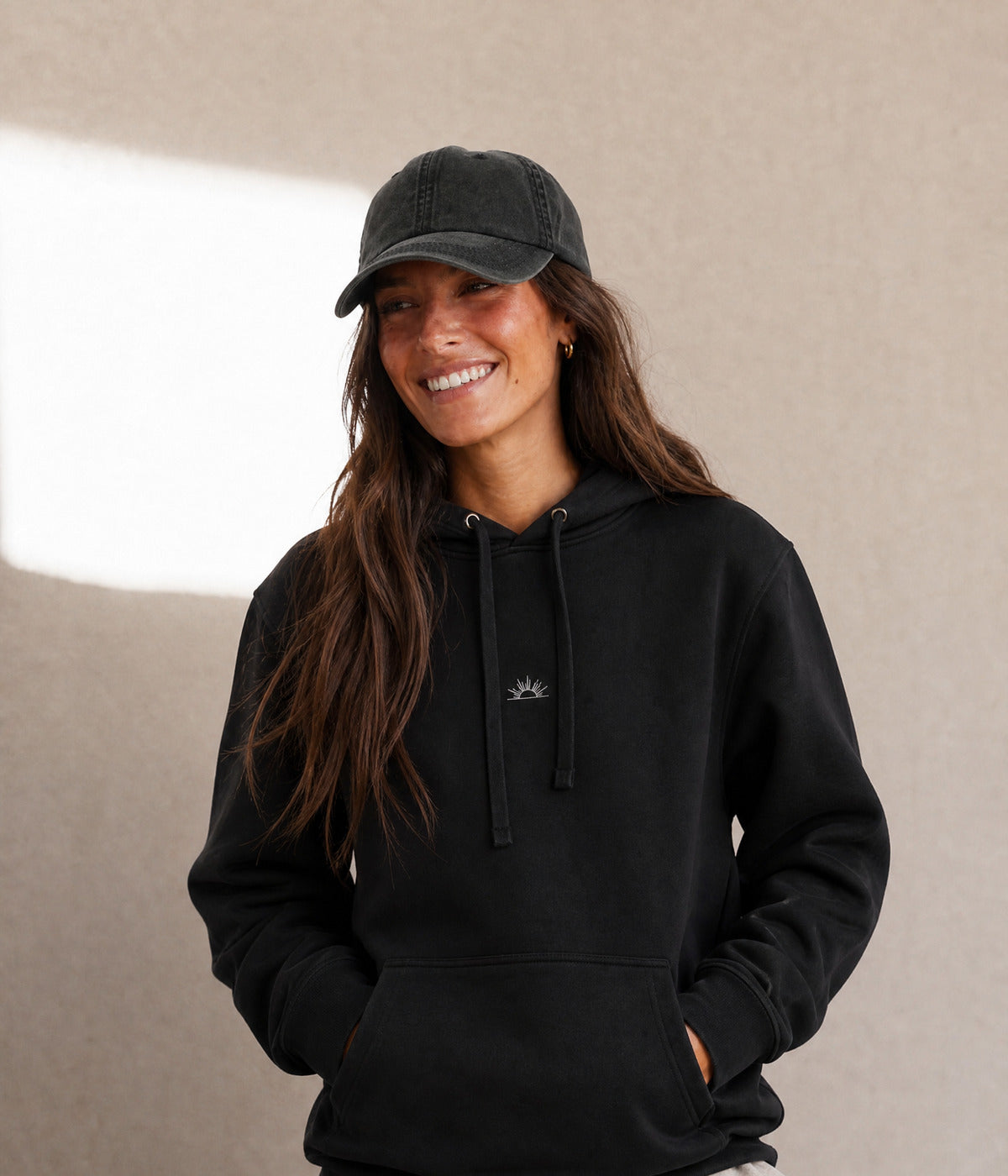 SUN HOODIE. on model