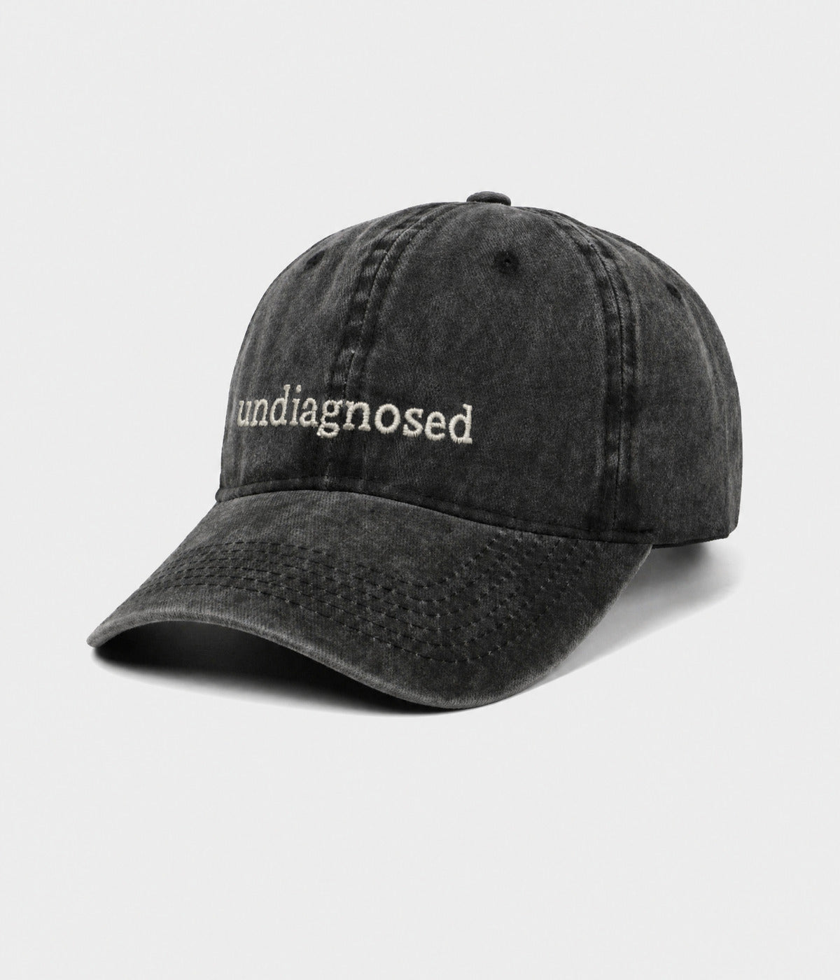UNDIAGNOSED. cap in Black, side view
