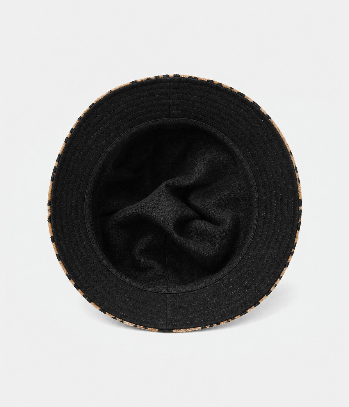 VELVET LEOPARD BUCKET. bucket hat in BEIGE, inside view