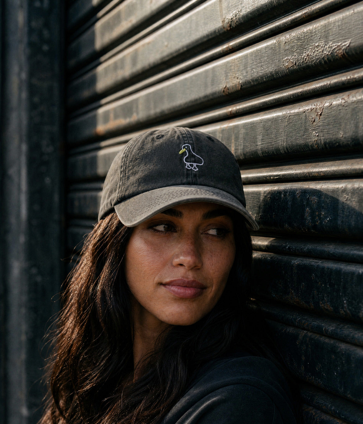 WASHED DUCK. worn by a woman