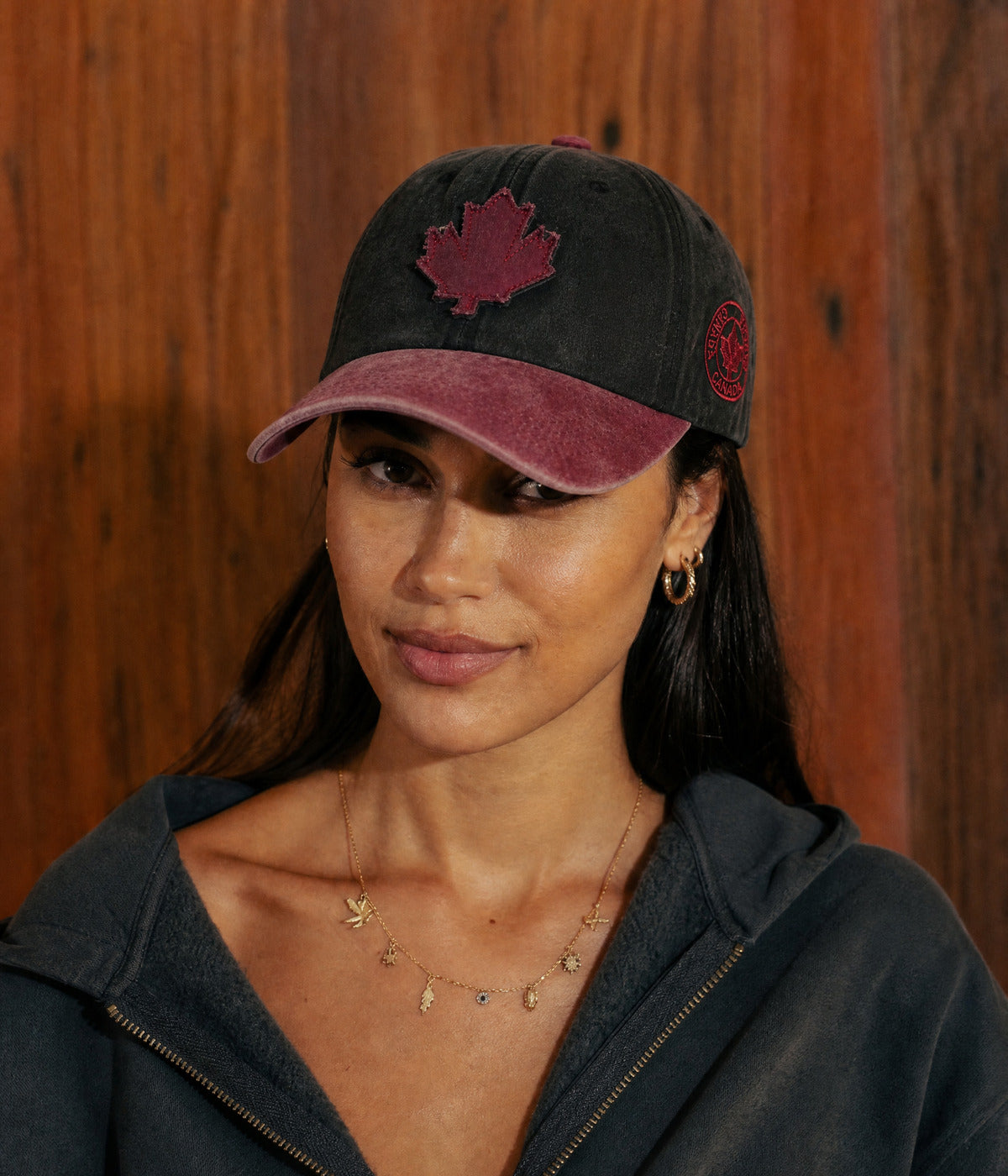 WASHED MAPLE PATCH. — BLACK / RED worn