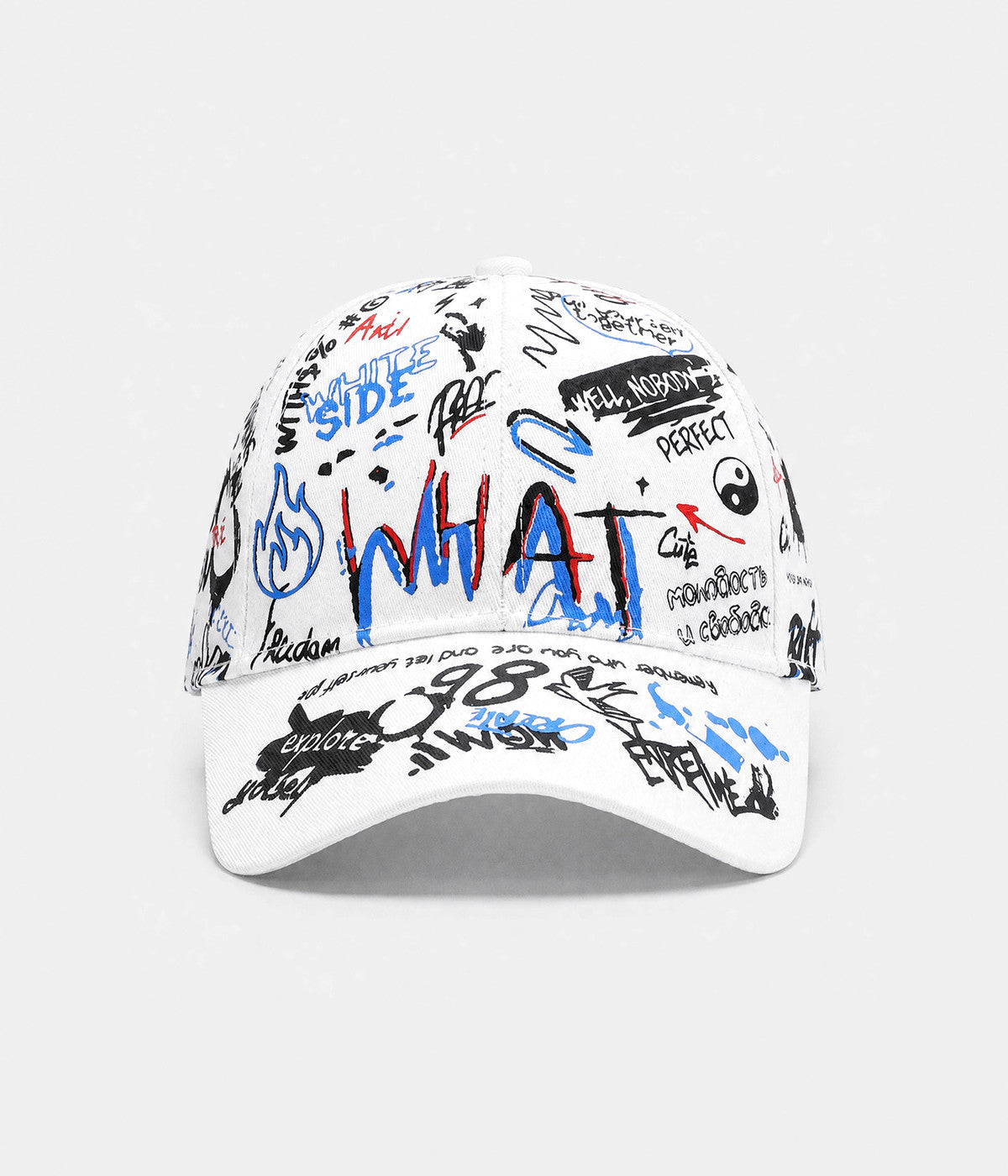GRAFFITI CAP. printed cap in WHITE/BLUE, front view