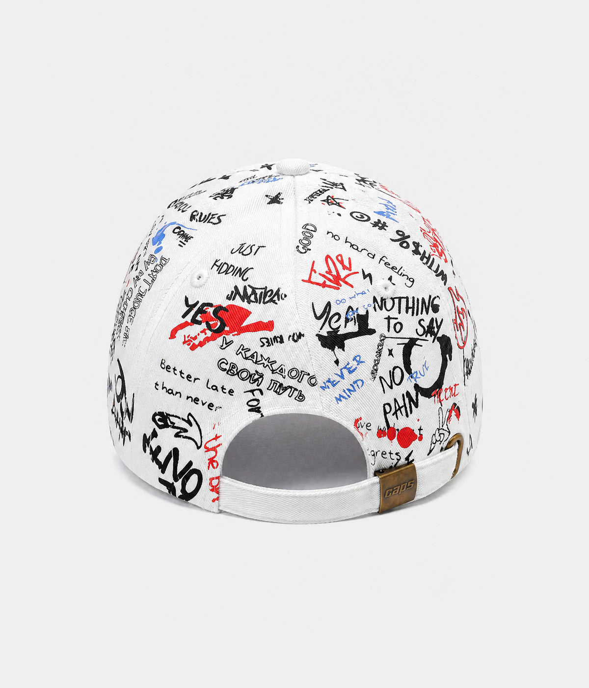 GRAFFITI CAP. printed cap in WHITE/RED, back view