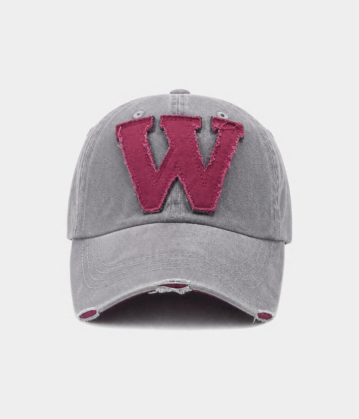 WHO WHAT WHY. washed cotton cap in light gray, front view