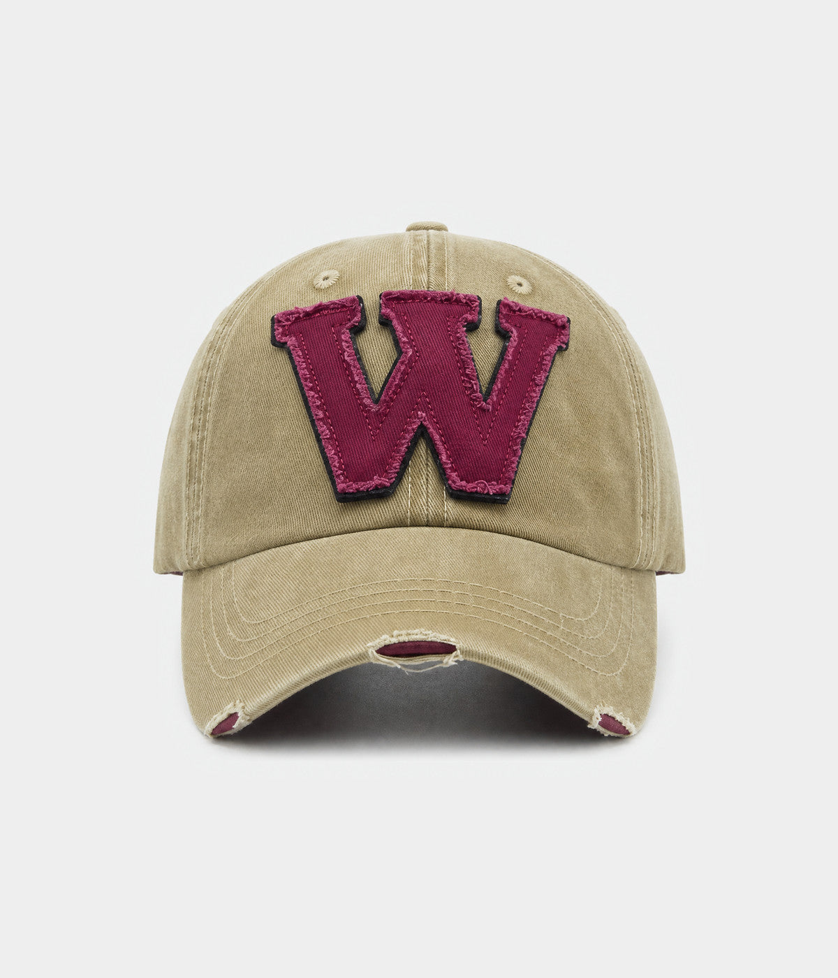 WHO WHAT WHY. washed cotton cap in khaki, front view