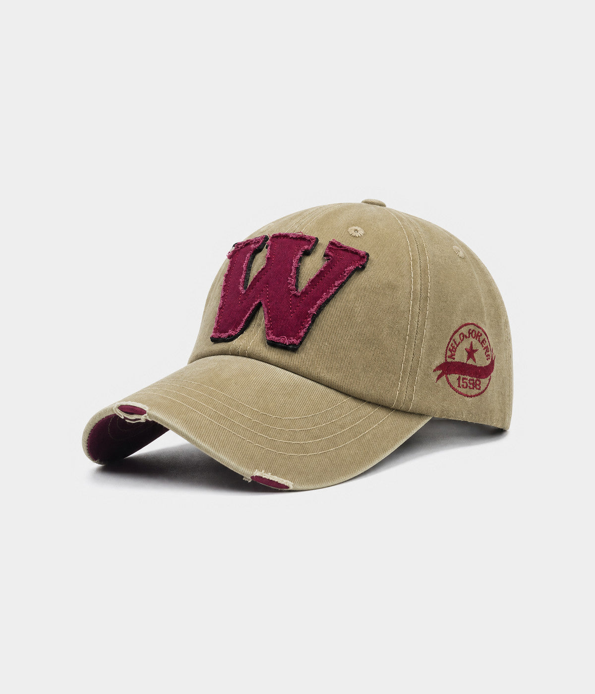 WHO WHAT WHY. washed cotton cap in khaki, side view