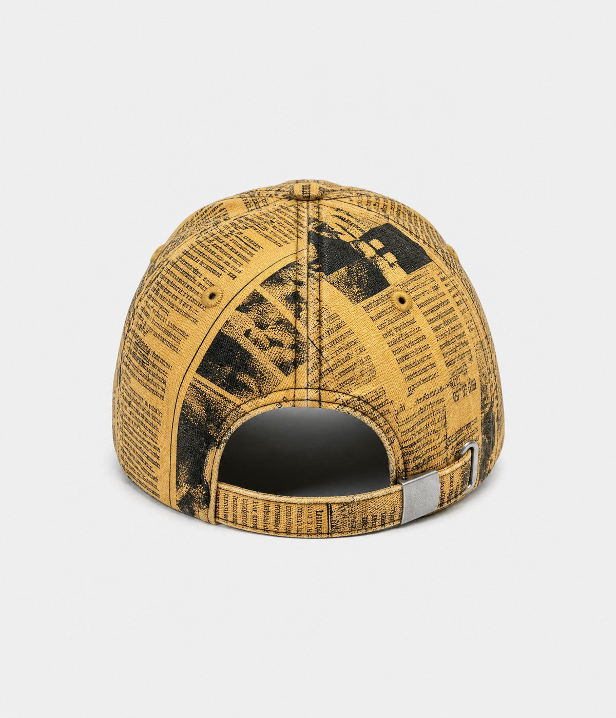 NEWSPRINT. cotton twill newsprint-print cap in yellow, back view